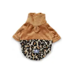WAWAW - Saco S cuello alto cremallera bisonte animal print con corte camel