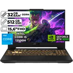 ASUS - PORTÁTIL GAMER INTEL CORE I5-12500H 32GB RAM 512GB SSD RTX 3050 4GB WIN 11 15,6"FHD JAEGER GRAY