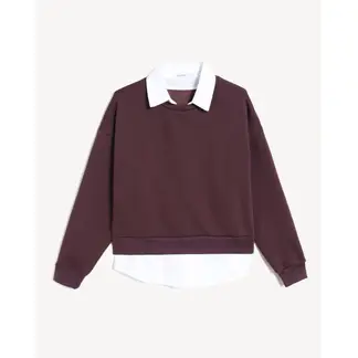 SEVEN SEVEN - Buzo Cuello Camisa Integrado Para Mujer Vino
