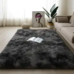 GENERICO - Tapete Alfombra Peluda Gris Jaspeado Sala Habitación Oficina