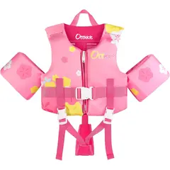 KOBALT - Chaleco de natación para Niñas 2-6 años rosa de flores