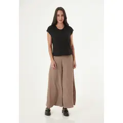 BELIFE - Camiseta negra con cuello redondo para mujer