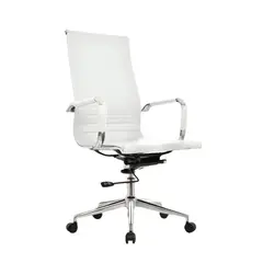 BONNO - Silla De Escritorio Espaldar Alto Boss Moderna Color Blanco