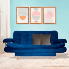 GENERICO - Sofa cama Walker Tela Azul Petroleo + Cojines