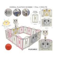 GENERICO - Corral De Juegos Plegable y Modulable Para Bebes Rosado