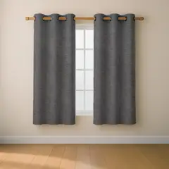 CASATUA - Cortina Blackout 100% 2 Paños 107x160cm Textura Lino - Gris oscuro