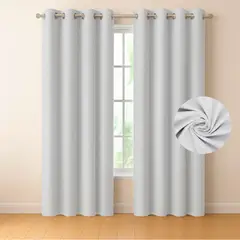 CASATUA - Cortina 100% Blackout 2 Paños Tipo Lino 220 x 140cm - Crema