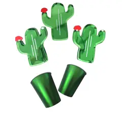 GENERICO - 10 Platos 10 Vasos Desechables Fiesta Mexicana Cactus