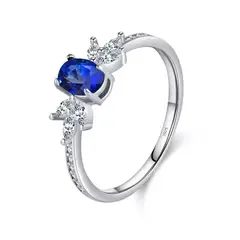 ALHAJAS - Anillo Compromiso Boda Para Mujer Zafiro En Plata 925
