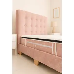 ESTILO Y CONFORT - Basecama + Colchón Resortado + Cabecero Deco 100x190 Palo de Rosa