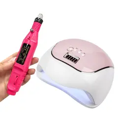 GENERICO - Kit Pulidor Drill + Lampara Led Uv Uñas 120 Watts