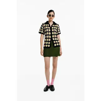 MAGLIONE - Camiseta Polo Flores crochet manga corta