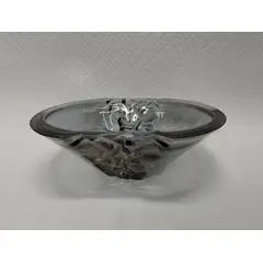 SIN ETIQUETAS - Frutero Antiguo Cristal Murano Plata Italy Relieve Triangulo