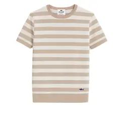 SALVADOR BEACHWEAR - CAMISETA DE PUNTO BLANCA RAYAS ARENA