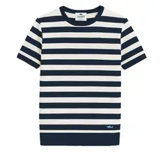 SALVADOR BEACHWEAR - CAMISETA DE PUNTO BLANCA RAYAS AZULES