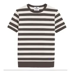 SALVADOR BEACHWEAR - CAMISETA DE PUNTO BLANCA RAYAS CAFES