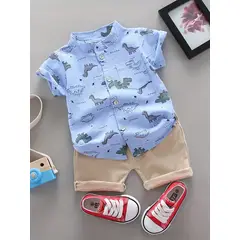 LUSOLSI - Ropa camisa y pantalon corto para niños conjuntos de vestir