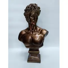 SIN ETIQUETAS - Escultura De Mesa Rey David En Ceramica Cobrizada Grande
