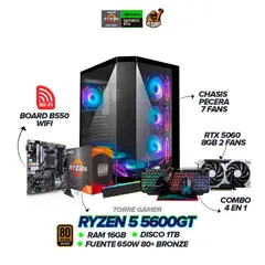 AMD - PC Gamer Ryzen 5 5600GT / RTX 5060 8GB / 16GB / 1TB / B550 / 650W 80+ BRZ