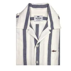 SALVADOR BEACHWEAR - CAMISA RESORT BLANCA R AZUL O