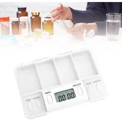 GENERICO - Pastillero con Alarma Digital – 4 Compartimentos + 4 Alarmas Independientes