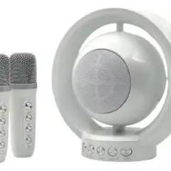 GENERICO - Karaoke Inalámbrico Genérico Blanco Modelo KSP-2025 con 2 Micrófonos y Parlante Bluetooth