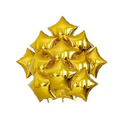GENERICO - Globos Metalizados De Estrellas Decoracion X10 Dorado