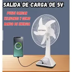 HOME - Ventilador Recargable Silencioso Panel Solar Luz Led
