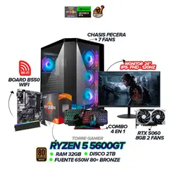 AMD - PC Gamer Ryzen 5 5600G / RTX 5060 8GB / 32GB RAM / 2TB / Monitor 24” 120Hz