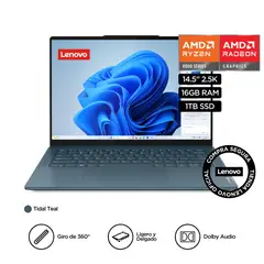 LENOVO - Portátil Yoga Pro 7 AMD Ryzen 7 16GB 1TB 14” + AI - Turquesa