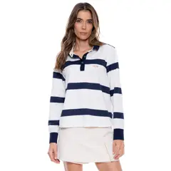 COLOR BLUE - Camiseta Tipo Polo A Rayas