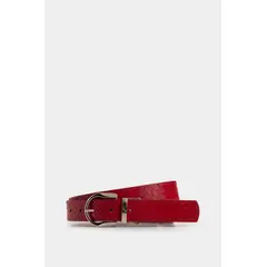 VELEZ - Vélez Cinturón Doble Faz Aki De Cuero Para Mujer Placa Serpiente Rojo