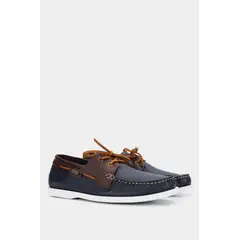 VELEZ - Vélez Zapatos Cordón De Cuero Contrastes Azul Oscuro