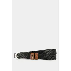 VELEZ - Vélez Cinturón Unifaz Mora De Cuero Para Mujer Placa Trenza Negro