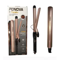AMERICAN GENERICS - Set de Plancha y Rizadora PRONOVA PRO-2603 K Therapy – 2 en 1