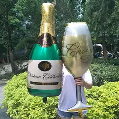 GENERICO - Kit De Globos 1 Copa De Champaña 1 Botella Champaña Grande