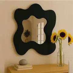 GENERICO - Espejo Decorativo Negro con Forma Orgánica