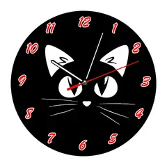 GENERAL - Reloj de Pared De Gato Imagen Digital y Madera MDF V1