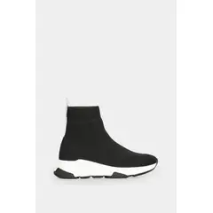VELEZ - Vélez Tenis Tipo Botín Zamba Mujer Combinación Téxtil Y Cuero Negro