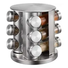 GENERICO - Set Especiero Condiméntero En Vidrio X12 Frascos Base Acero