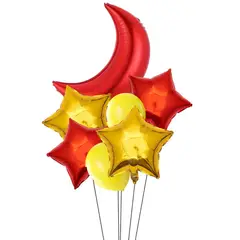 GENERICO - Globos Metalizados Luna Estrellas Decoración Fiestas Rojo