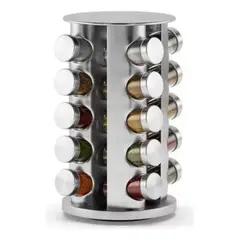 GENERICO - Especiero Cocina 20 Condimentos Giratorio Acero