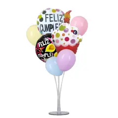 GENERICO - Globos Cupcakes Con Base 7 Globos Feliz Cumpleaños rojo