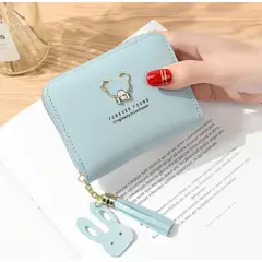 GENERICO - Billetera Cartera Monedero Azul Cielo Oso Mujer Cuero Sintetico Calida