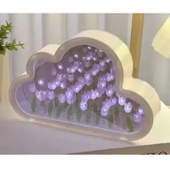 OEM - Lámpara Decorativa LED Forma Nube con Flores Tulipán USB Recargable