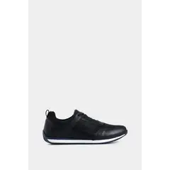 VELEZ - Vélez Tenis Engeil 3 De Cuero Para Hombre Detalle Textil Negro