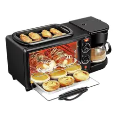 SOKANY - Horno Eléctrico Tostador Cafetera Parrilla 3 En 1