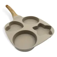 GENERICO - Sarten Antiadherente Molde 4 Espacios Figuras Cocina Huevos