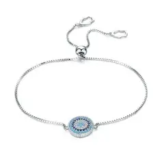 ALHAJAS - Pulsera Manilla Para Mujer Ojo Turco Suerte Amuleto Fabricda En Plata