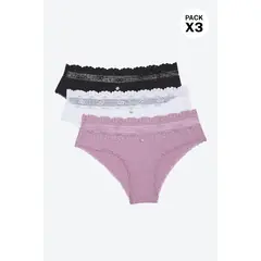 LILI PINK - Hipster elaborado en algodón paquete x3